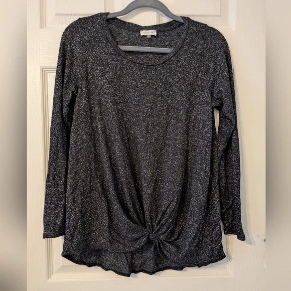 Soft Black Long Sleeve Top With Twist Front - Picture 9 of 10